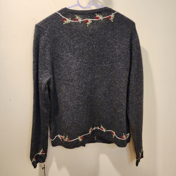 PARAPHRASE gray 100 % Lambswool button Down Cardigan size L - Picture 8 of 12